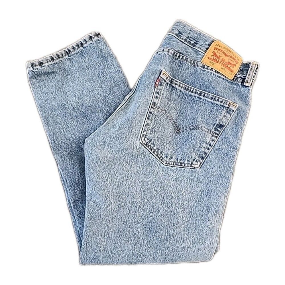 Levi's 505 Jeans Men's 36x30 Regular Fit Straight Leg Stonewash Denim Cotton